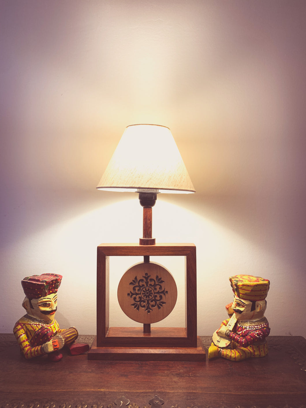 Hand Carved Rosewood Table Lamp- CHAKRA