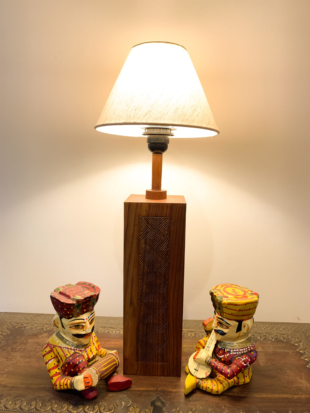 Hand Carved Rosewood Table Lamp- PARVAT