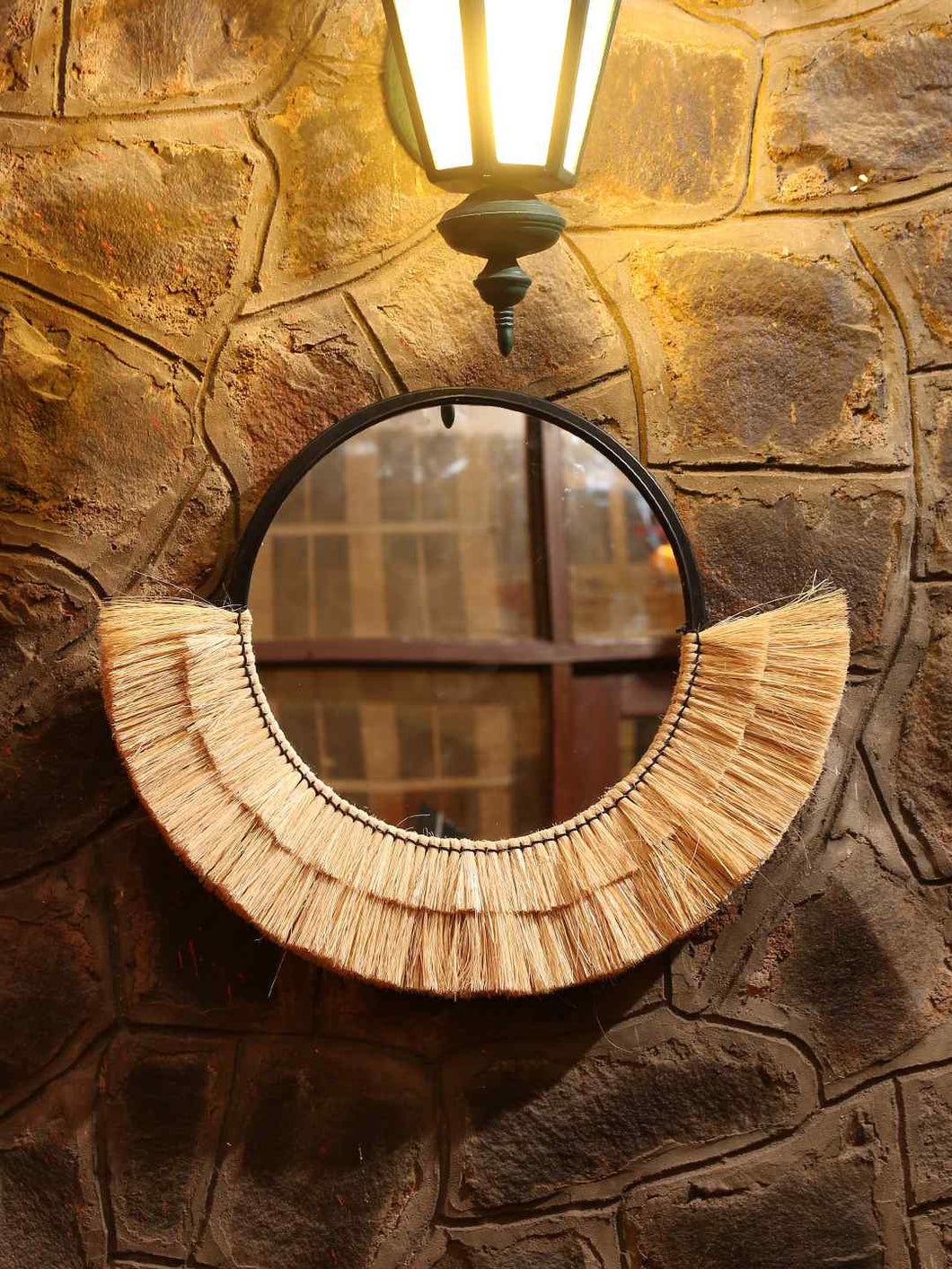 Round Decorative Mirror handcrafted with Natural Sea Grass- SHINE