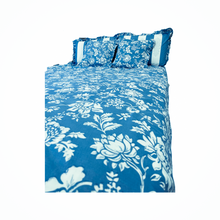 Load image into Gallery viewer, Reversible Quilted Duvet Set- FLORAL DREAM (BLUE)
