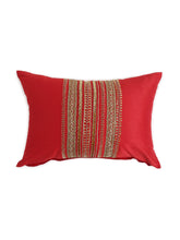 Load image into Gallery viewer, Cushion Cover with hand bead work-SHOWSTOPPER (RED SILK)
