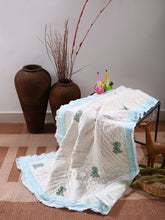 Load image into Gallery viewer, Hand block printed Reversible Baby Quilt - DINO
